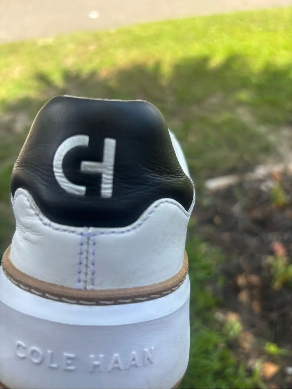 Cole Haan White Leather Men’s Sneakers with Black Collar
